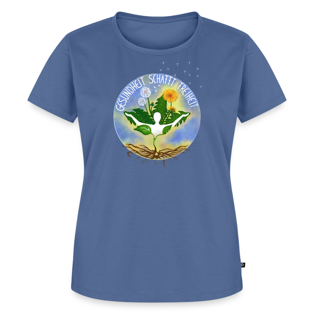 Gesundheit schafft Freiheit (Eins mit der Natur) / 100% Bio Frauen Premium T-Shirt (weiß) - Taubenblau