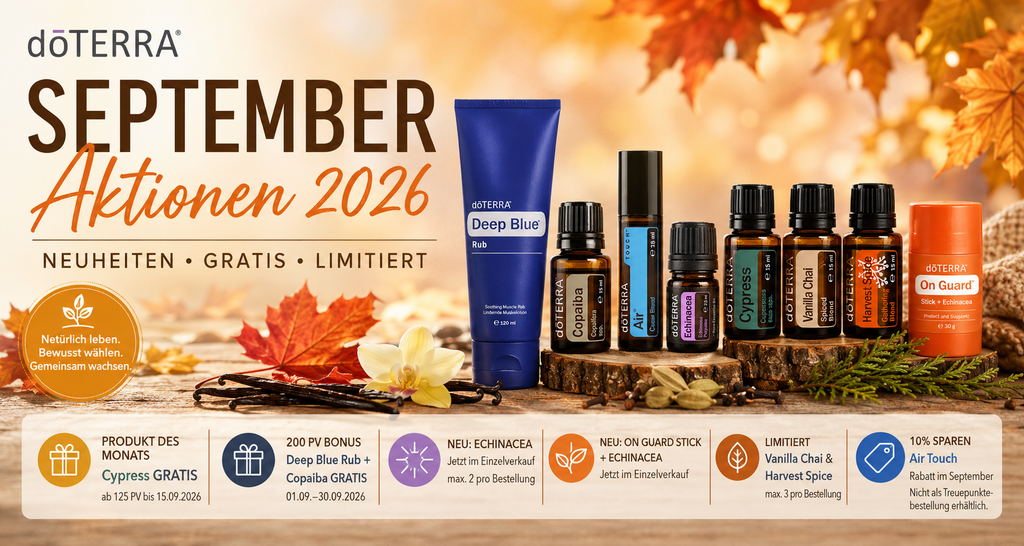 dōTERRA Aktionen im September 2026 – ein Monat voller besonderer Neuheiten & Geschenke