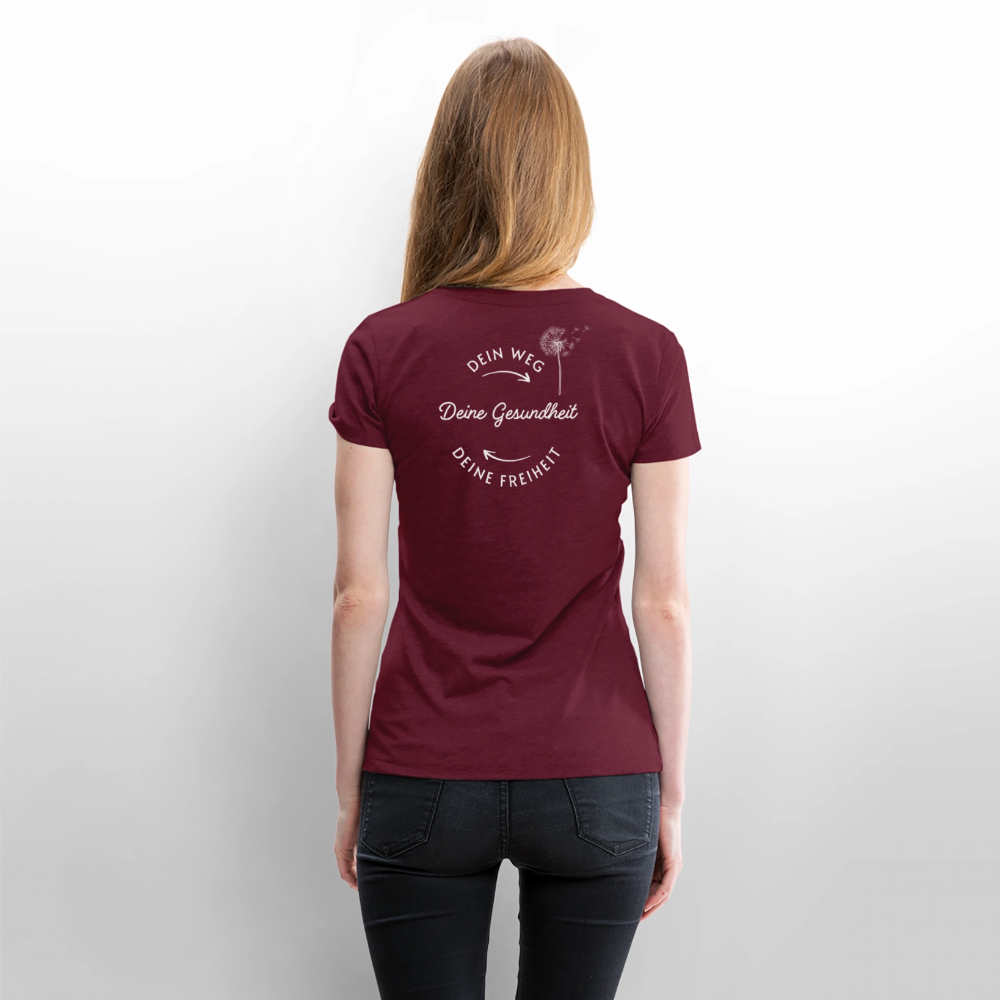 Gesundheit schafft Freiheit (1) / 100% Bio Frauen Premium T-Shirt (weiß) - Burgunderrot