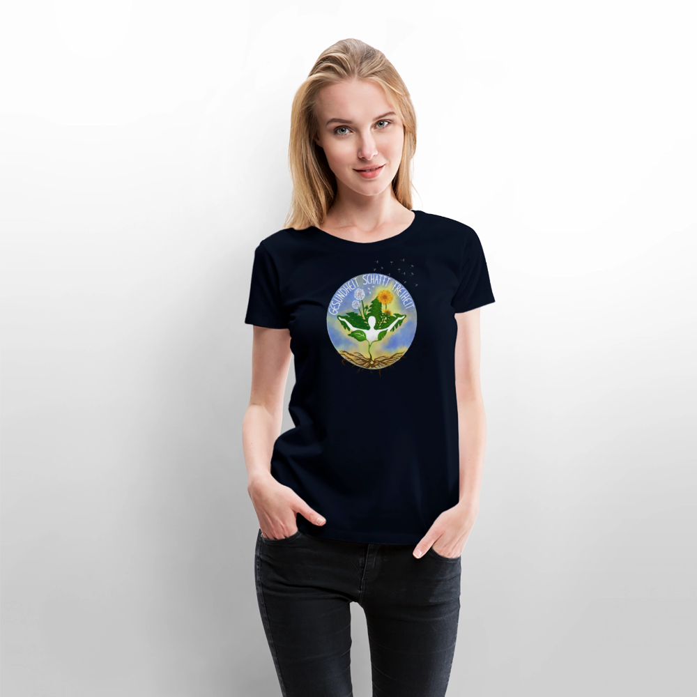 Gesundheit schafft Freiheit (Natur ist kein Trend) / 100% Bio Frauen Premium T-Shirt (weiß) - Navy