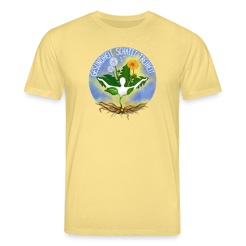 Gesundheit schafft Freiheit (Zurück zur Natur) / 100% Bio T-Shirt Herren - Gelb Viva 