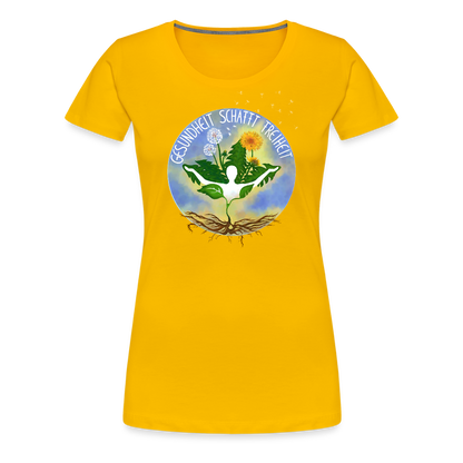 Gesundheit schafft Freiheit (1) / 100% Bio Frauen Premium T-Shirt (weiß) - Sonnengelb