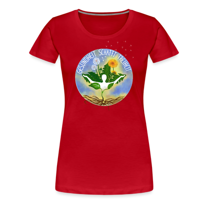 Gesundheit schafft Freiheit (Eins mit der Natur) / 100% Bio Frauen Premium T-Shirt (weiß) - Rot