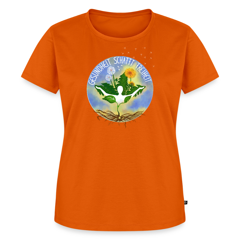Gesundheit schafft Freiheit (Eins mit der Natur) / 100% Bio Frauen Premium T-Shirt (weiß) - Orange 