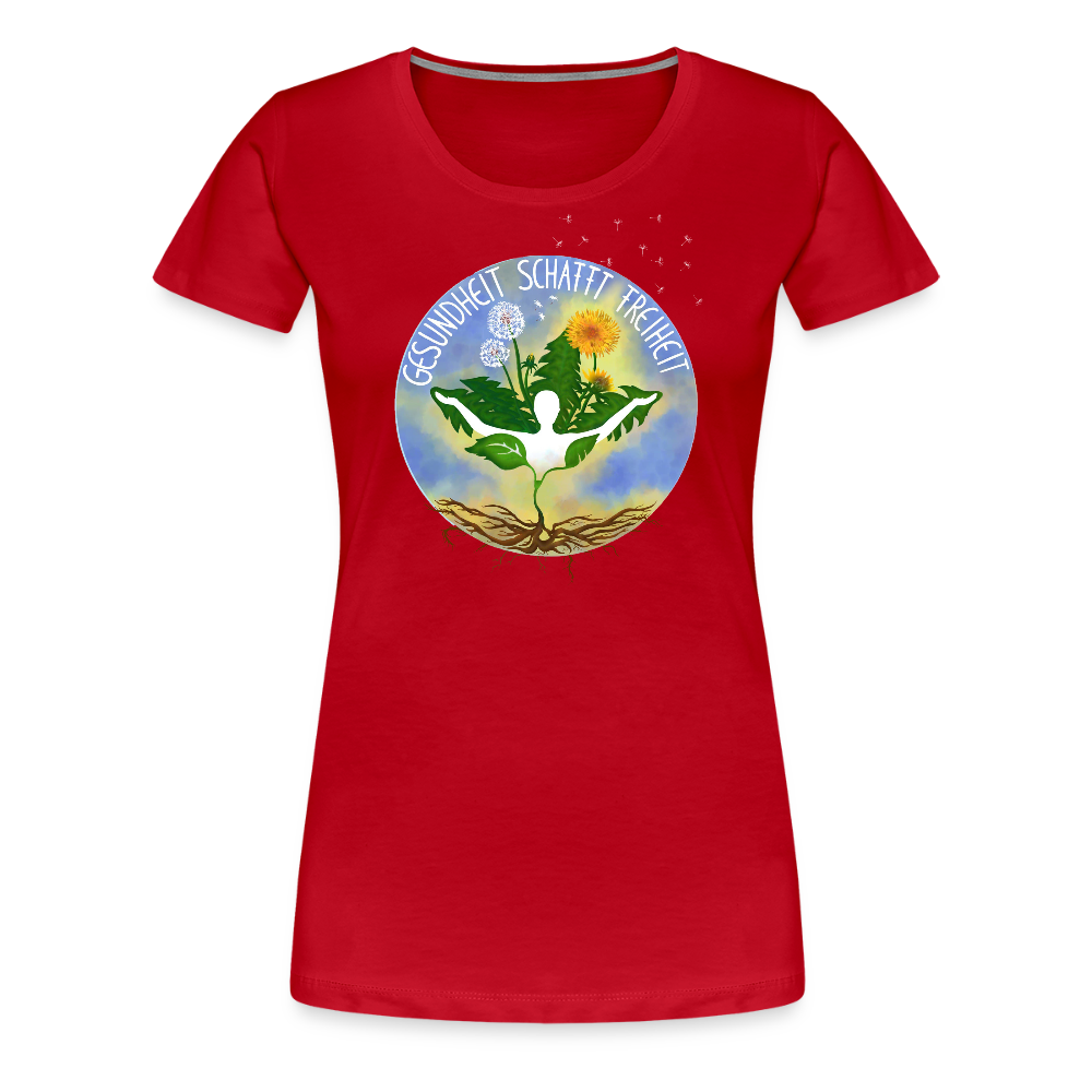 Gesundheit schafft Freiheit (Zurück zur Natur) / 100% Bio Frauen Premium T-Shirt (weiß) - Rot