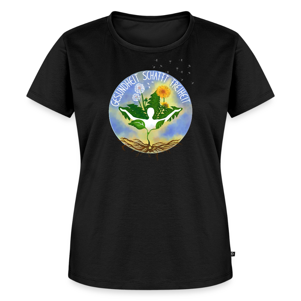Gesundheit schafft Freiheit (Eins mit der Natur) / 100% Bio Frauen Premium T-Shirt (weiß) - Schwarz