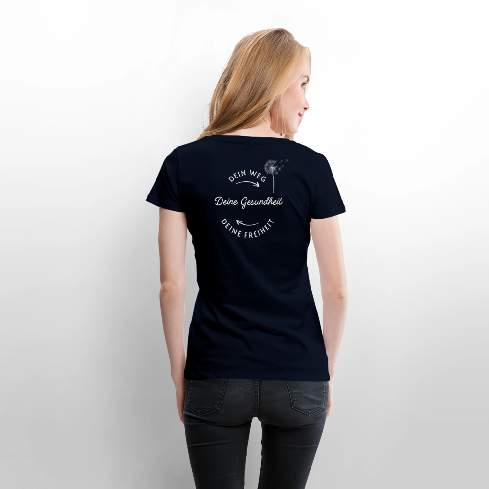 Gesundheit schafft Freiheit (1) / 100% Bio Frauen Premium T-Shirt (weiß) - Navy