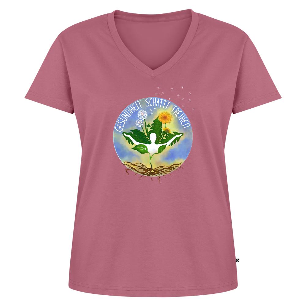 Gesundheit schafft Freiheit / 100% Bio Frauen Bio-T-Shirt mit V-Ausschnitt - Mauve