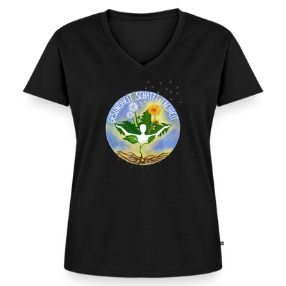 Gesundheit schafft Freiheit / 100% Bio Frauen Bio-T-Shirt mit V-Ausschnitt - Schwarz
