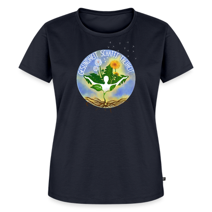 Gesundheit schafft Freiheit (Eins mit der Natur) / 100% Bio Frauen Premium T-Shirt (weiß) - Navy