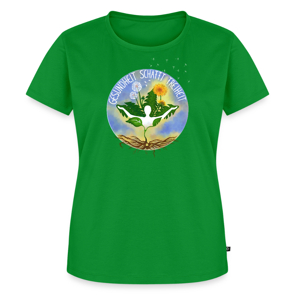 Gesundheit schafft Freiheit (Eins mit der Natur) / 100% Bio Frauen Premium T-Shirt (weiß) - Grün