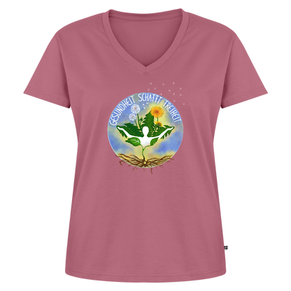 Gesundheit schafft Freiheit (Eins mit der Natur) / 100% Bio Frauen Bio-T-Shirt mit V-Ausschnitt - Mauve