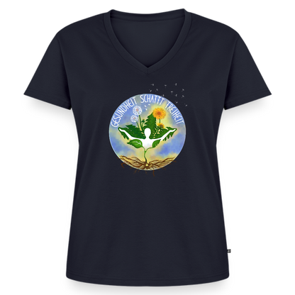 Gesundheit schafft Freiheit / 100% Bio Frauen Bio-T-Shirt mit V-Ausschnitt - Navy