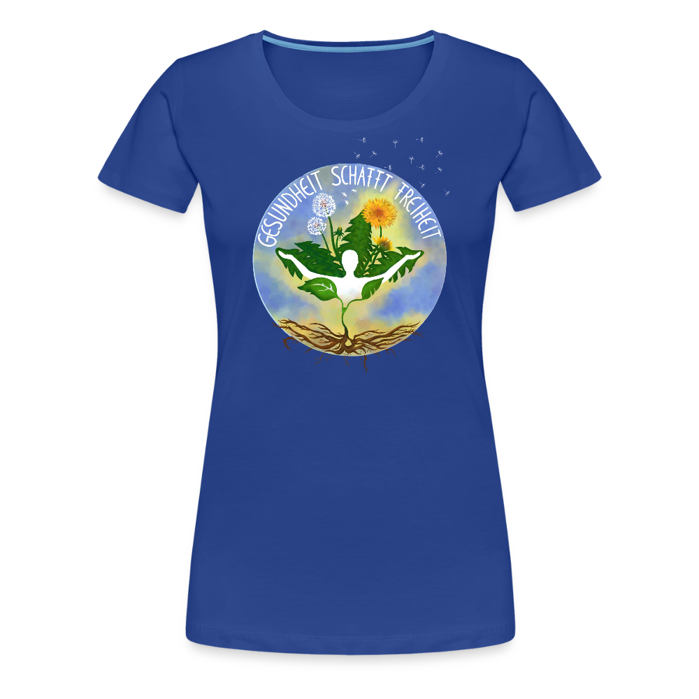 Gesundheit schafft Freiheit (Zurück zur Natur) / 100% Bio Frauen Premium T-Shirt (weiß) - Königsblau