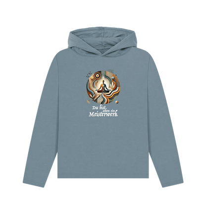 Stone Blue Women's Relaxed Fit Hoodie - Du bist schon ein Meisterwerk