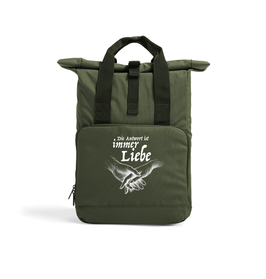 Olive Green Antwort Recycled Twin handle Roll-Top Backpack